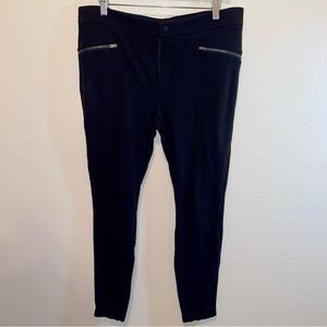 Athleta Solid Black Knit Moto Mid-rise Legging Ponte Pants Size 14